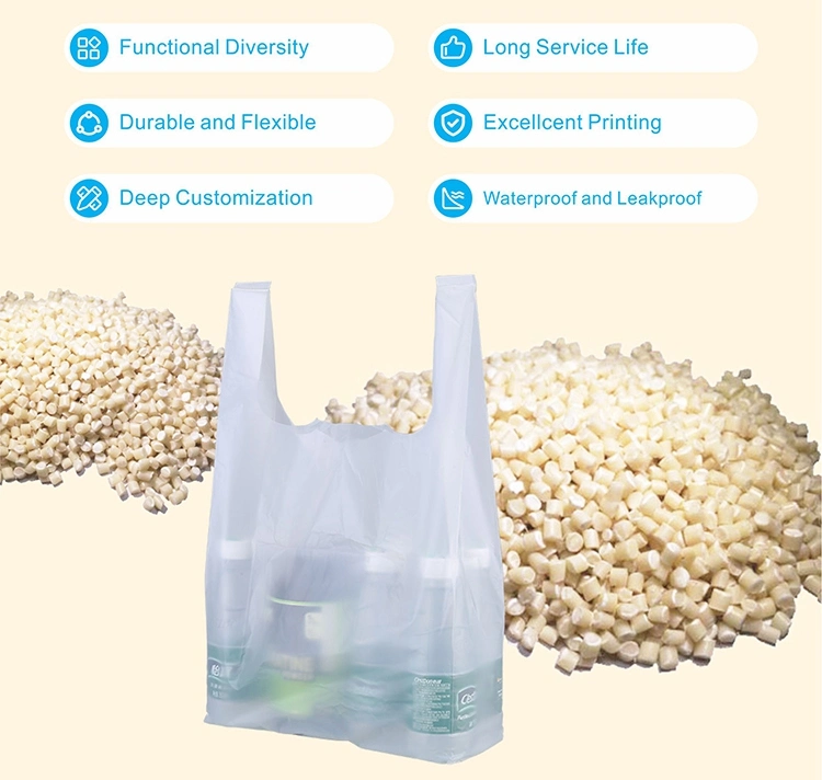 Custom Biodegradable Compostable PLA/Pbat Vest Hand-Held Shopping Plastic Tote Bag